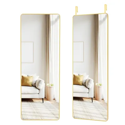 Produktbild von SONGMICS Ganzkörperspiegel, 120 x 40 cm, rechteckiger Spiegel, Wand- oder Türmontage, Rahmen aus Aluminiumlegierung, Hartglas, für Schlafzimmer