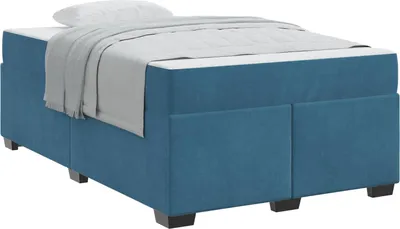 Image de vidaXL Cadre de lit avec matelas bleu foncé 120 x 200 cm Tissu
