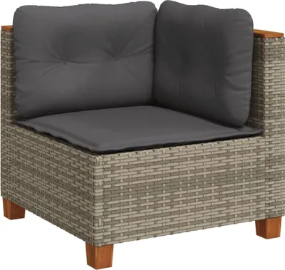 Image de vidaXL Canapé d'angle de jardin avec coussins Gris Poly Rattan