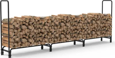 Produktbild von WISFOR XXXL Kaminholzregal verstellbare Länge, 344.9x35x117cm Brennholzregal Metall für Innen Außen, Feuerholzregal, Holzhalter, Brennholzregal, Holzlager bis 408kg