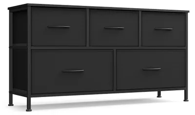 Produktbild von Kommode / Schubladenschrank - LGS322 Kommode mit 5 Stoffschubladen - Metallrahmen - Ohne Rollen - Montage erforderlich - Schwarz