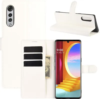 Produktbild von Schutzhülle für LG Velvet Case Handy Hülle Cover Case Schutztasche Wallet Klapptasche, Farbe:Weiß