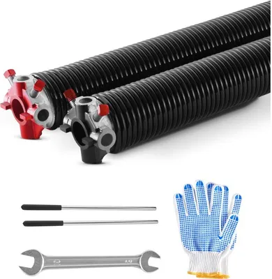Obrázek produktu pro Torzní pružiny pro garážová vrata Pár Φ6.35xΦ50.8x813mm - Včetně navíjecích tyčí - Náhradní díly pro garážová vrata - Sada pružin pro garážová vrata - Odolné a spolehlivé pružiny pro garážová vrata