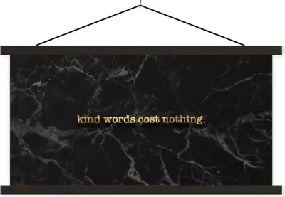 Produktbild von MuchoWow® Textilposter Zitate - Sprichwörter - Gold - Marmor 90x45 cm mit schwarzem Rahmen - Klemmleisten
