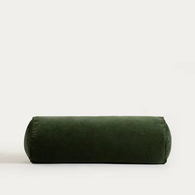 Obrázok produktu pre Dekoračný vankúš HOMLA FINA, zelený, vyrobený z bavlnenej zamatovej látky, valcovitého tvaru, rozmer 20 x 60 cm
