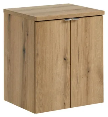 Productafbeelding van Hangend badkamermeubelset VANO eikenlook 50cm: onderkasten met deuren + blad voor wastafel