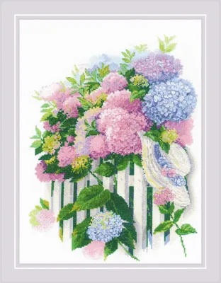 Productafbeelding van Riolis Kreuzstich Set "Gartenhortensie", Zählmuster, 30x40cm