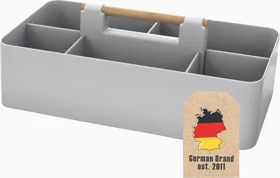 Produktbild von Intirilife Make Up Organizer in Grau - Beauty Kosmetik Aufbewahrungs Box mit 5 Fächern zur Schminkaufbewahrung - Ideal auch als Schreibtisch Organizer oder für Küchenutensilien