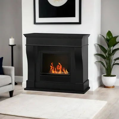 Image de Alseno - Cheminée Bioéthanol, 111x43x99h cm Noir, Capacité 1,8 L