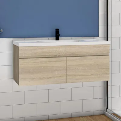 Produktbild von Waschtisch mit Unterschrank 100cm BERGEN Badmöbel Set Weiß Keramik Waschbecken mit Unterschrank MDF Softclose