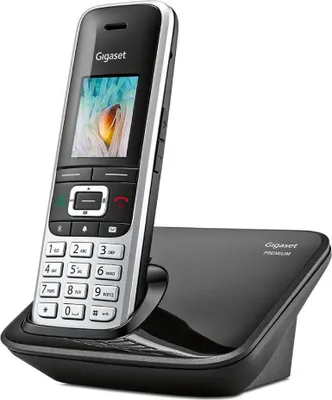 Produktbild von Gigaset Premium 100 Schnurloses DECT Telefon Schwarz/Silber Telefonbuch 500 Kontakte Freisprechen