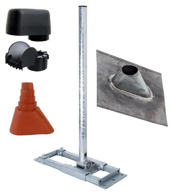 Produktbild von PremiumX DELUXE X90-60 SAT Dachsparrenhalter 90cm Ø 60 mm Mast Blei-Ziegel Manschette rot Mastkappe