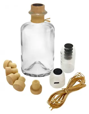 Produktbild von 27x Profi Set Apothekerflaschen leer 350 ml Glas Flaschen zum selbst befüllen & transparente Schrumpfkapseln mit schwarzem Siegel & Korken & Bast