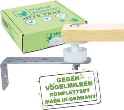 Produktbild von MeineHennen Original Milbensperre/Milbenfalle, der Milbenschutz für Deine Hühner. Einfache Montage im Hühnerstall, gegen die roten Vogelmilbe/Hühnermilbe. Set mit Zwei Milbenfallen