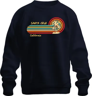 Produktbild von Santa Cruz California Retro Palmen Sonnenuntergang Strand Surfer Uni Sweatshirt Pullover, Navy, XXL