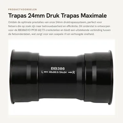 Obrázek produktu pro Trapaskit 24 mm - Středová osa 86 mm, průměr 46 mm - Hliníková slitina - Odolný - Snadná instalace - Optimální výkon - Středová osa