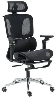 Produktbild von Ergonomischer Bš¹rostuhl mit Netzgewebe, verstellbaren Armlehnen, Kopfstš¹tze, Rš¹ckenlehne und Wippfunktion, Schwarz