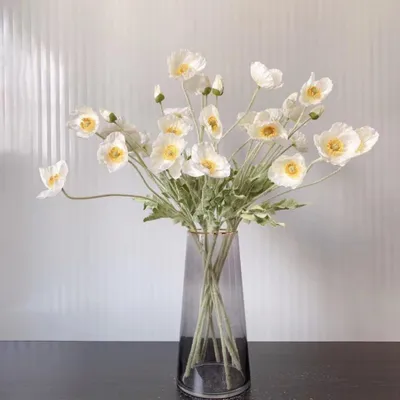 Productafbeelding van Boeketten kunstmatige papaverbloemen - Set van 8 - 59 cm realistische zijde Polyurethannep wilde bloemen - Bloemstukken