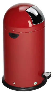 Produktbild von Klassischer Abfallsammler mit Einwurfklappe & Inneneinsatz + Fußpedal | 33 Liter, HxBxT 69x42,5x42,5cm | Verzinkter Stahl | Rot