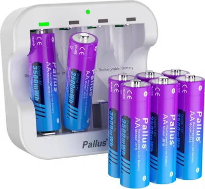 Produktbild von Pallus AA Lithium 1,5V 8 Stücke Akku mit Ladegerät Wiederaufladbarer