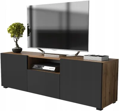 Zdjęcie produktu dla szafka rtv pod telewizor komoda tv 150cm 150 dąb wotan czarny mat