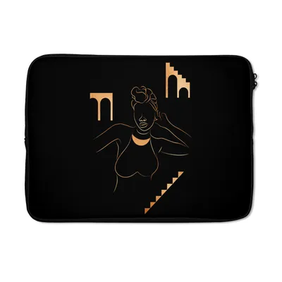 Produktbild von MuchoWow® Laptop Hülle 14 ZollFrau - Gold - Strichzeichnung Laptoptasche - Laptoptasche - Stoßsicher - Schutzhaube