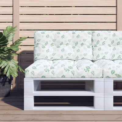 Produktbild von Cloris Designermöbel Palettenkissen 2-tlg. Blattmuster Stoff 2024 Neu