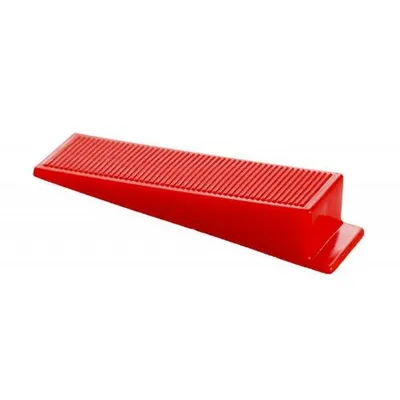 A red leveling wedge is shown against a white background.