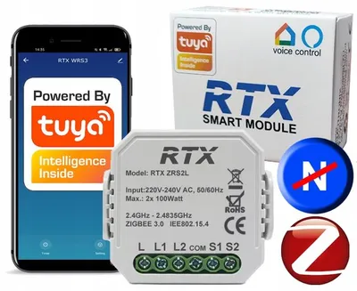 Obrázok produktu pre Spojovacie relé 2ob Zigbee Tuya funguje bez N