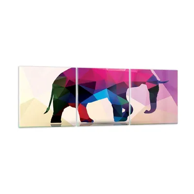 Produktbild von Bilder auf glas - Elefanten Illustration Bunt - 150x50cm - Glasbilder - Wandbilder - Kunstdruck - zum Aufhängen bereit - Wanddekoration aus Glas - Glas Bilder - Wandbild auf Glas - GCA150x50-2807