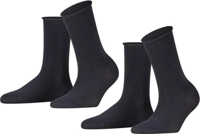 Produktbild von FALKE Happy damessokken (2-pack), katoen, donker marine blauw (dark navy)