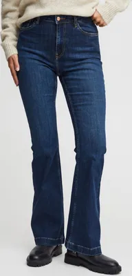 Produktbild von Pulz Jeans PZBECCA Damen Jeanshose Jeans Denim Hose Bootcut Culotte-Hose mit Eingrifftaschen Gürtelschlaufen leicht elastisch Baumwollmischung Slim fit