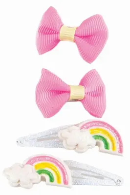 Produktbild von Regenbogen Haarclips 4-teiliges Set mit Glitzer für Kinder ab 3