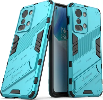 Produktbild von Armor Hülle für OnePlus Nord 2T, Hybrid PC TPU Bumper Stoßfestes Schutzhülle mit Standfunktion Blau