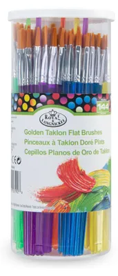 Flachpinsel-Set, 144 Stück, synthetisches Taklon, Gold