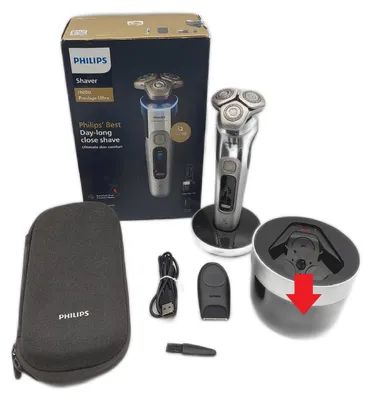 Produktbild von Philips Series i9000 Prestige Ultra i9000 Prestige Ultra XP9404/31 Elektrischer Nass- & Trockenrasierer mit SkinIQ Pro, Rotationstrasierer, Chrom, Triple-Action Lift & Cut System; NanoTech Dual Precision blades, Edelstahl, LCD, Connects via Bluetooth