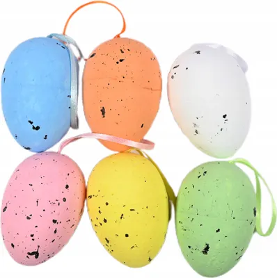 Produktbild von Ostereier Deko 6er Set zum Aufhängen - Bunte Styroporeier für Osterstrauch 7cm