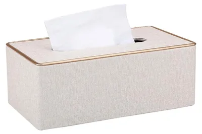 Produktbild von Kosmetiktücherbox aus Kunstleder für Büro, Auto und Zuhause (Weiß)