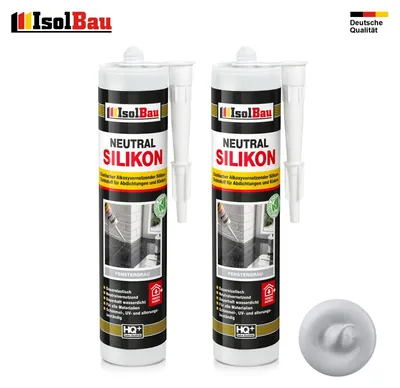 Isolbau Neutralsilikon 2 x 300 ml Fenstergrau Natursteinsilikon Dichtstoff Fugen