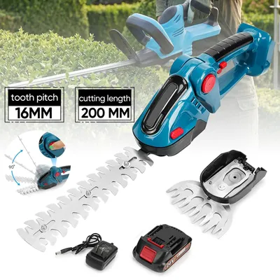 Immagine prodotto di Tagliasiepi elettrico e tagliaerba - 2 in 1 - Attrezzo da giardino - Senza fili, 18V - Ricaricabile - Dispositivo portatile - Con 1 batteria