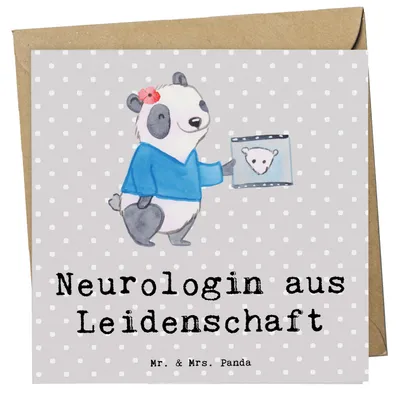 Produktbild von Mr. & Mrs. Panda Glückwunschkarte Neurologin Leidenschaft - Grau Pastell - Geschenk, Witzig, Grußkarte, Beruf, doppelkarte, faltkarte, Mediziner, Lustig, Klappkarte