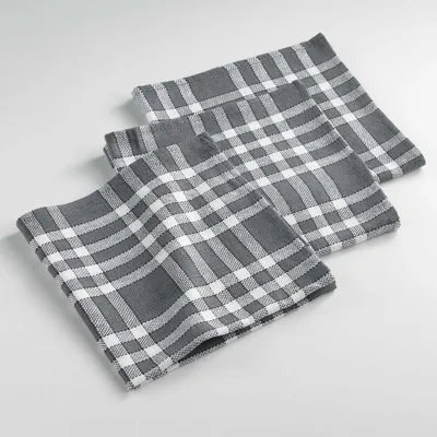 Productafbeelding van 3 servetten, geweven katoen, antracietkleurig, 45 x 45 cm