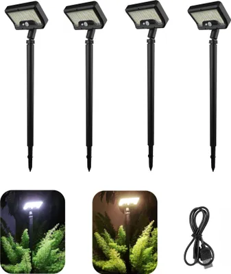 Immagine prodotto di INF Set da 4 luci solari a LED da 92 per vialetti - Nero con luce bianca