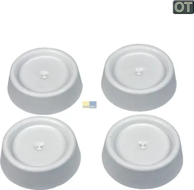 Four white washing machine feet are arranged in a two-by-two grid on a white background.