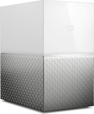 A white and silver Western Digital My Cloud Home Duo NAS device is shown against a white background.