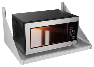 Edelstahl-Mikrowellenregal 63x48 cm, 50 kg Belastbarkeit, Wandmontage