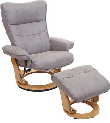 Obrázek produktu pro MCA Relax křeslo Montreal, TV křeslo taburet, látka/textil 130kg nosnost  světle šedá, přírodní hnědá