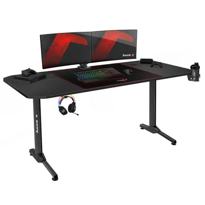 Produktbild von huzaro Hero 4.7 | Schreibtisch Gaming Tisch Computertisch Grosse XXL Carbon Tischplatte | Kabelorganisator | Inklusive Mauspad | 160 x 75 cm | Schwarz
