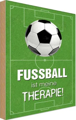 Produktbild von vianmo Holzschild 30x20 cm Fussball ist meine Therapie Sport Hobby
