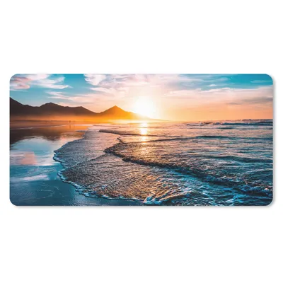 Produktbild von MuchoWow® Mauspad Mousepad Sonnenuntergang - Meer - Berg - Horizont - Landschaft - Blau 60x30 cm - Mousepads - Maus Mat - Pad - Mausunterlage - Nachhaltig